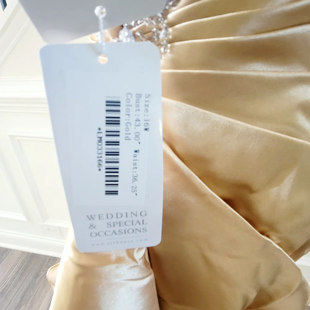 JJs House Champagne (Gold) Satin Wedding/Special Occasions Formal Gown SZ-16 - Picture 9 of 16